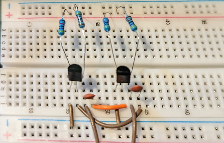 astable multivibrator breadboarded