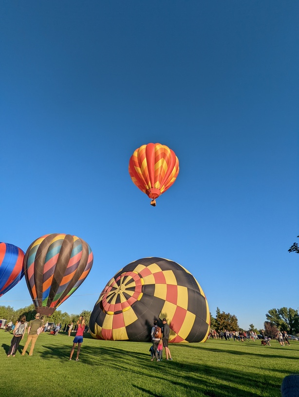 inflating hot air balloons