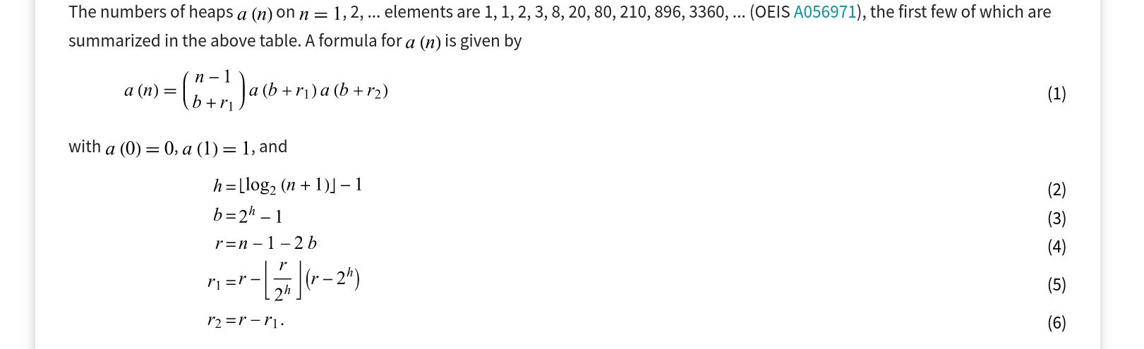 heap count recurrence