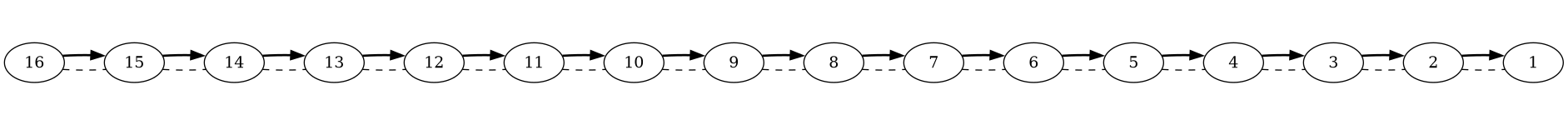 original 16-node linked list, descending value order